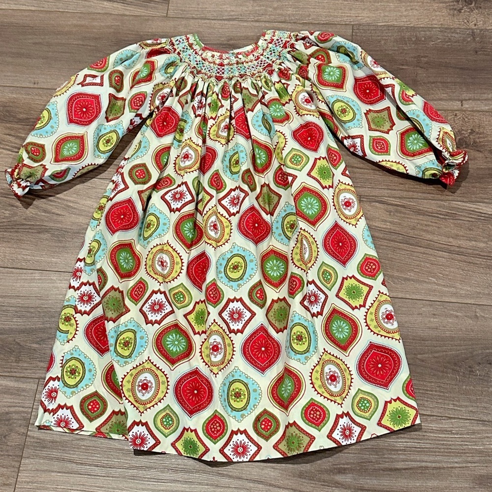Le Za Me Handmade Smocked Holiday Dress Size 6